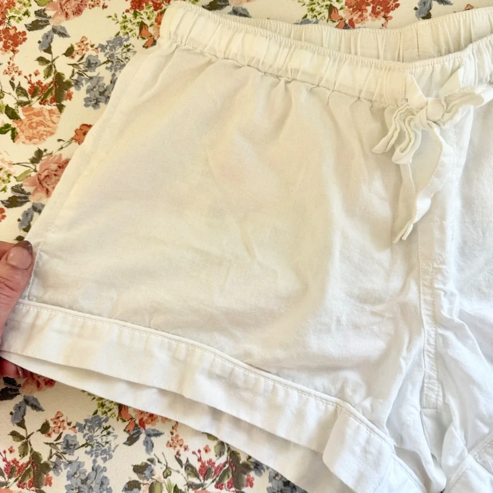 Victoria's Secret Womens White Cotton Sleep Shorts Size XS Drawstring‎ Summer
